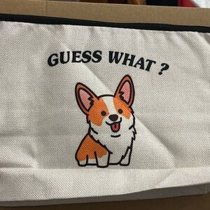 Guess White and Orange Dog Print Blanket